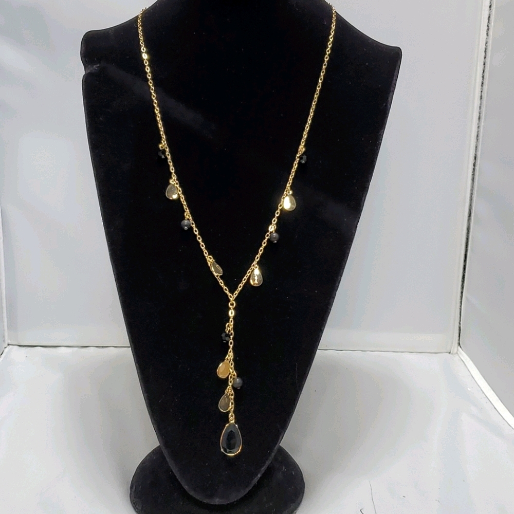 Laundry gold/black single strand necklace